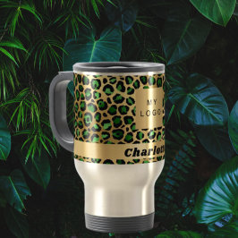 Taza De Café Negocio del leopardo del oro verde esmeralda