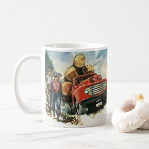 Taza De Café Negocio vintage, Camión de registro con Lumberjack