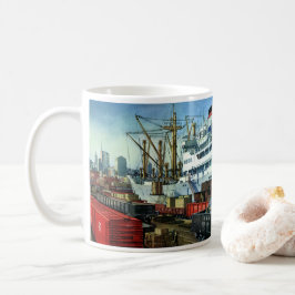 Taza De Café Negocio Vintage, Transporte de Barcos de Carga aco
