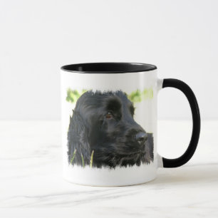 Taza de café negra del perro de cocker spaniel