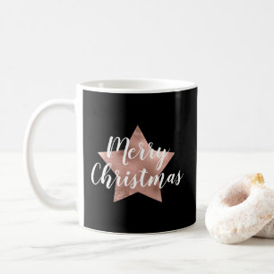 Taza De Café Negra Festiva Estrella Feliz Navidad
