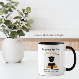 Taza de café negra naranja personalizada para reun