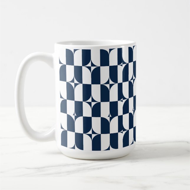 Taza De Café Negrita azul y blanco MidCentury Modern Geometric  (Izquierda)