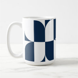 Taza De Café Negrita azul y blanco MidCentury Modern Geometric 