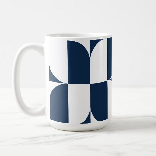 Taza De Café Negrita azul y blanco MidCentury Modern Geometric  (Izquierda)