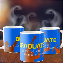 Taza De Café Negrita Blue Modern Tech Graduation