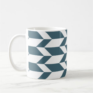 Taza De Café Negrita Dos Flecha Tono Banda Chevron Azul Blanco