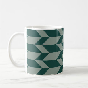 Taza De Café Negrita Dos Tono Flecha Chevron Tono Verde Tono