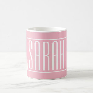 Taza De Café Negrita & Moderna Tu Nombre o Palabra Blanco Sob