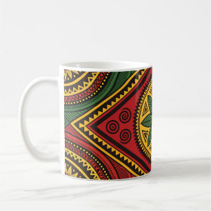Taza De Café Negrita Patrón Geométrico Tribal - Étnico Colorido