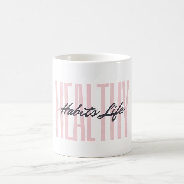 Taza De Café Negrita rosa Hábitos Saludables Mug Vida (Centro)