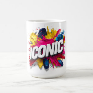 Taza De Café Negrita Texto Blanco "ICÓNICO" Salpicadura de Pint
