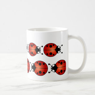 Taza De Café Negro anaranjado rojo de las mariquitas