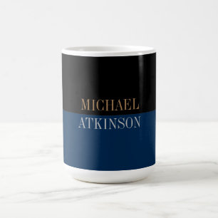 Taza De Café Negro Azul negrita Texto de moda Estilo