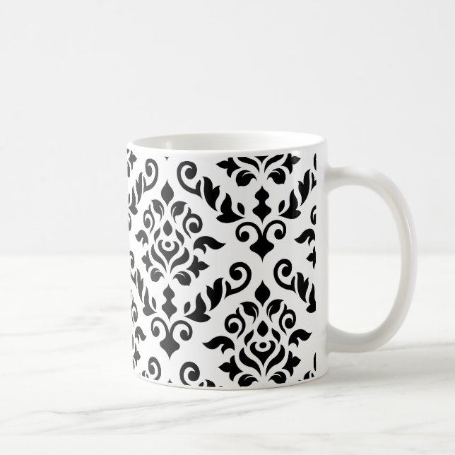 Taza De Café Negro barroco del modelo del damasco en blanco (Derecha)