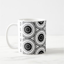 Negro Blanco Resumen Círculo Mandala Patrón Mug