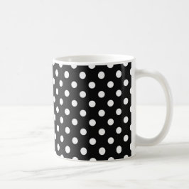 Taza De Café Negro con puntos blancos