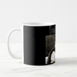 Taza De Café Negro de las iniciales de la fecha de la foto de