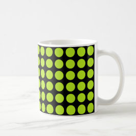 Taza De Café Negro de los lunares de la verde lima