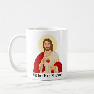 Taza De Café Negro El Señor es mi Pastor Jesús ilustrado