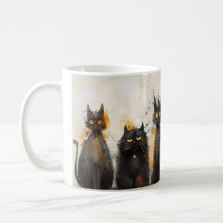 Taza De Café Negro Gato Lover Ilustrado Café Mug