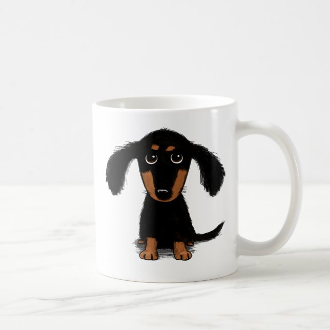 Taza De Café Negro lindo y moreno largo haitiano perro cachorro (Derecha)