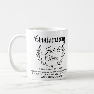 Taza De Café Negro Nombre de Pareja de Aniversario Personalizad