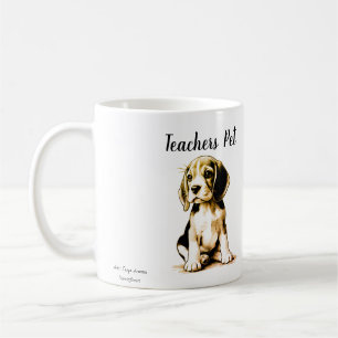Taza De Café Negro/Tan sobre el Beagle blanco "Mascota de profe
