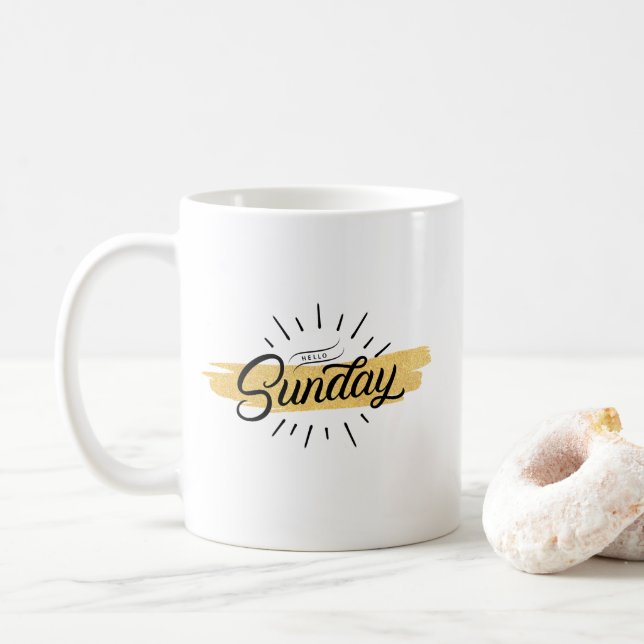 Taza De Café Negro único "Hello Sunday" (Con donut)