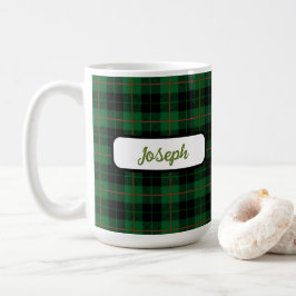 Taza De Café Negro Verde Rust Tartán Plaid Personalizado Mug