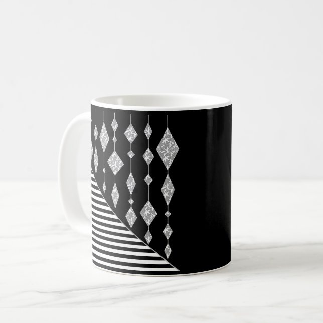 Taza De Café Negro y blanco, abstracto, geométrico, simple, esc (Anverso izquierdo)
