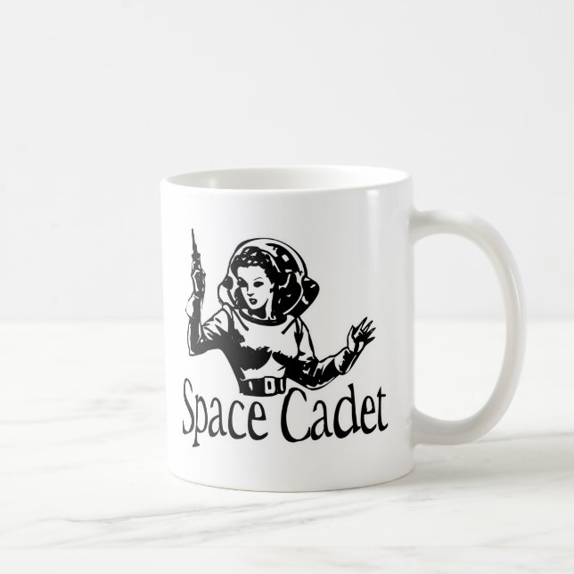 Taza De Café Negro y blanco del cadete del espacio (Derecha)