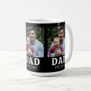 Taza De Café Negro Y Blanco Papá Valiente Establecido