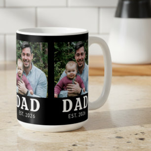 Taza De Café Negro Y Blanco Papá Valiente Establecido
