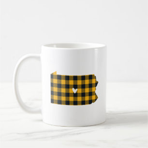 Taza De Café Negro y estado de Pennsylvania de la tela escocesa