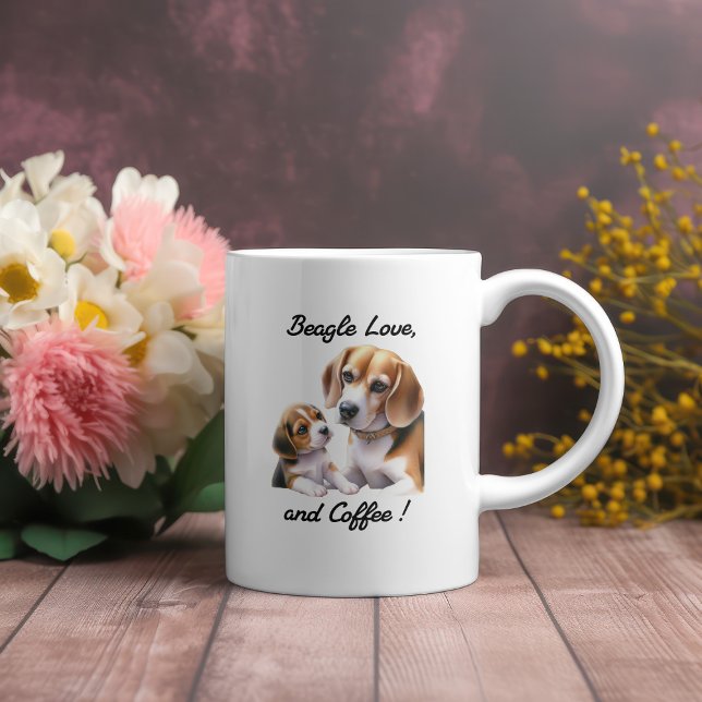 Taza De Café Negro y marrón beagle amor (Subido por el creador)