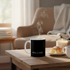 Taza De Café Negro y monograma personalizados con Personalizado