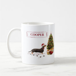 Taza De Café Negro y Tan Dachshund Navidades graciosos perro