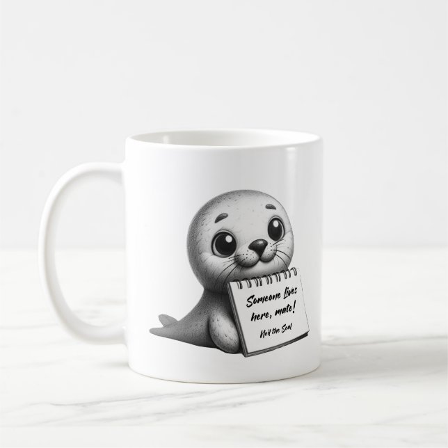 Taza De Café Neil the Seal lindo mug (Izquierda)