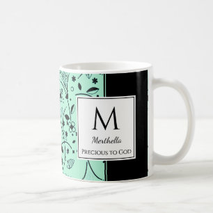 Taza De Café Neo Mint Floral Negro Personalizado PRECIOSO PARA 