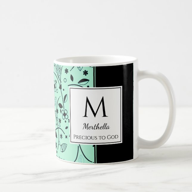 Taza De Café Neo Mint Floral Negro Personalizado PRECIOSO PARA  (Derecha)