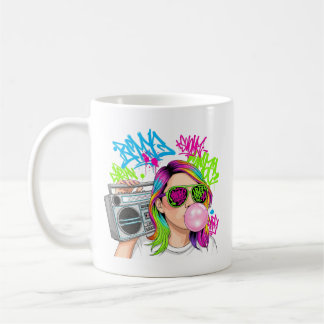 Taza De Café Neon Attitude Street Girl Vector Design