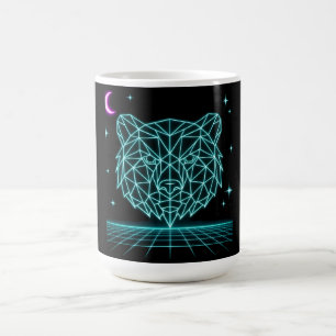 Taza De Café Neon Bear Synthwave - Bestia del Bosque Retro