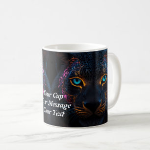 Taza De Café Neon Black Leopard's