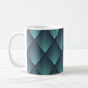 Taza De Café Neon Blue Op-Art Chevron.