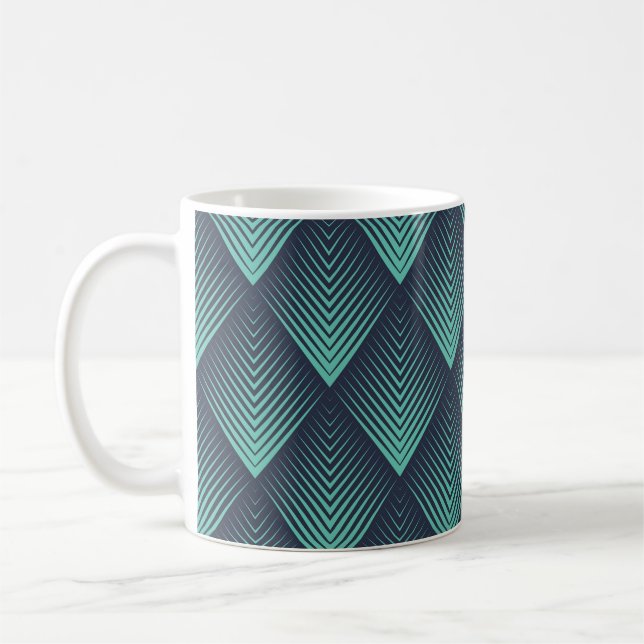 Taza De Café Neon Blue Op-Art Chevron. (Izquierda)