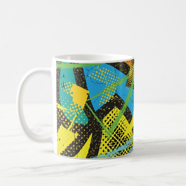 Taza De Café Neón caótico: Patrón de graffiti abstracto. (Izquierda)