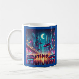 Taza De Café Neon Cityscape