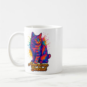 Taza De Café Neón colorida del gato del arte pop de la música B