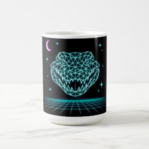 Taza De Café Neon Crocodile Synthwave - Rey Retro Swamp
